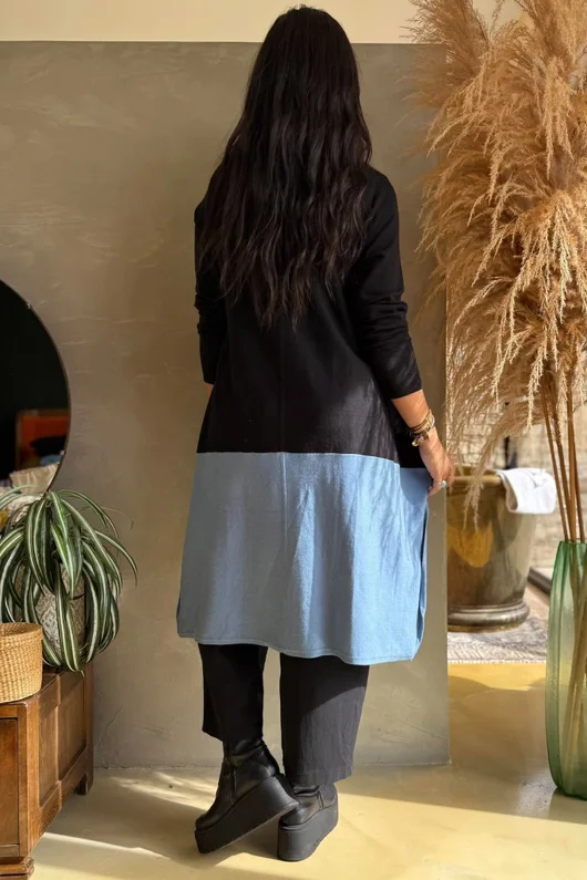 Agata Longline Split Side Knit Denim